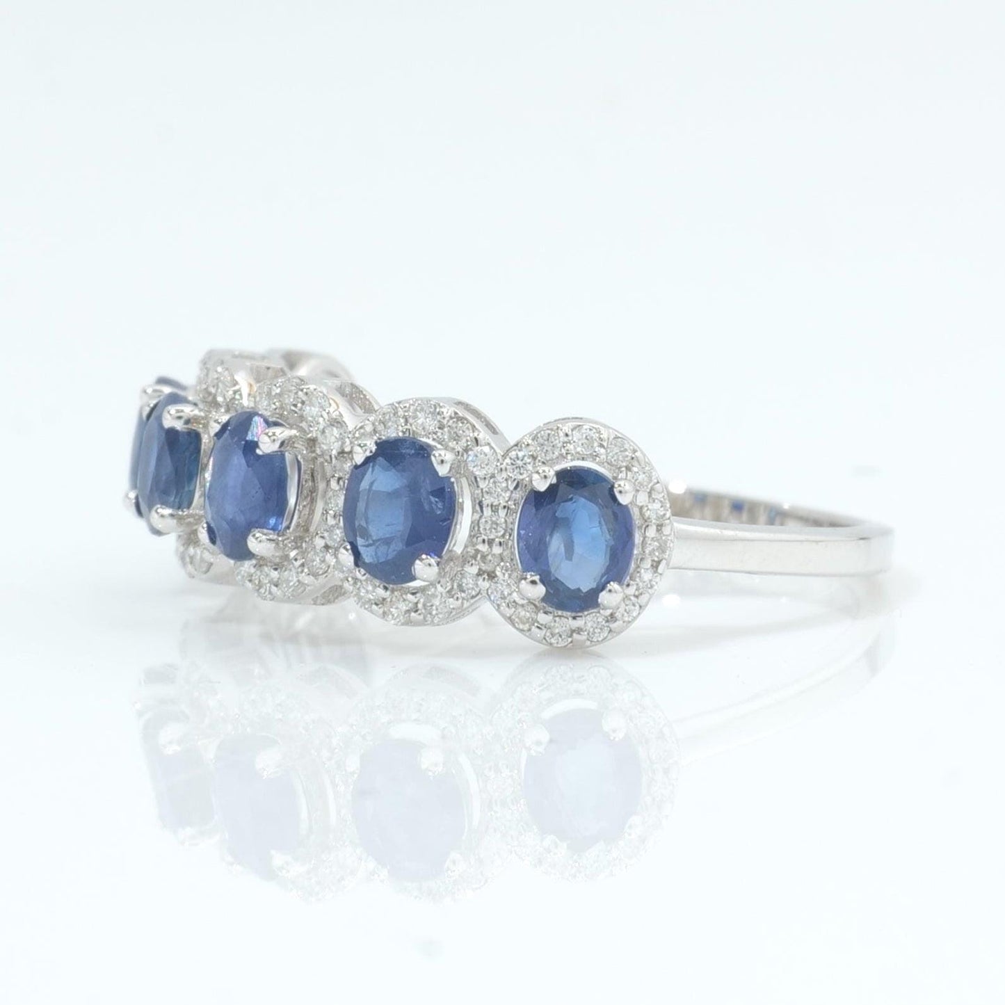 Blue Sapphire Diamond Eternity Band Ring