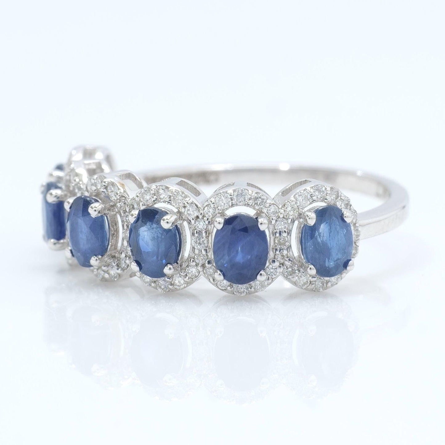 Blue Sapphire Diamond Eternity Band Ring