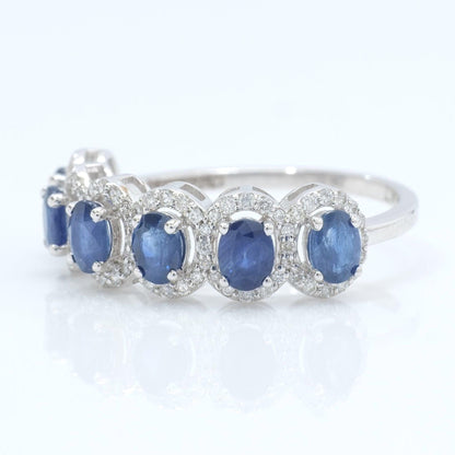 Blue Sapphire Diamond Eternity Band Ring