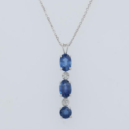 Blue Sapphire Natural Diamonds Pendant Necklace