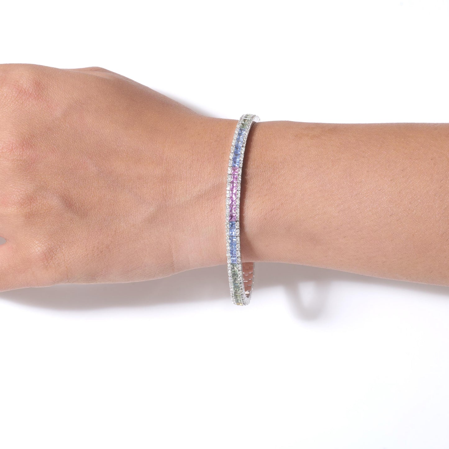 Rainbow Natural Diamond Tennis Bracelet