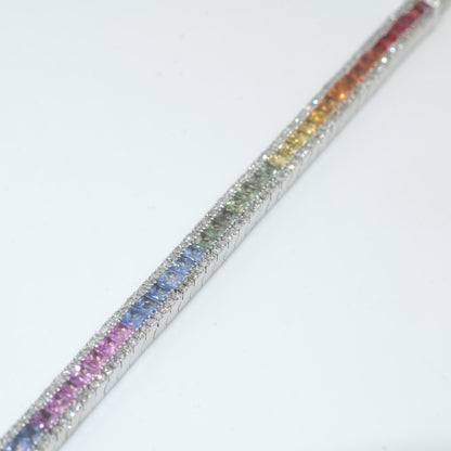 Rainbow Natural Diamond Tennis Bracelet