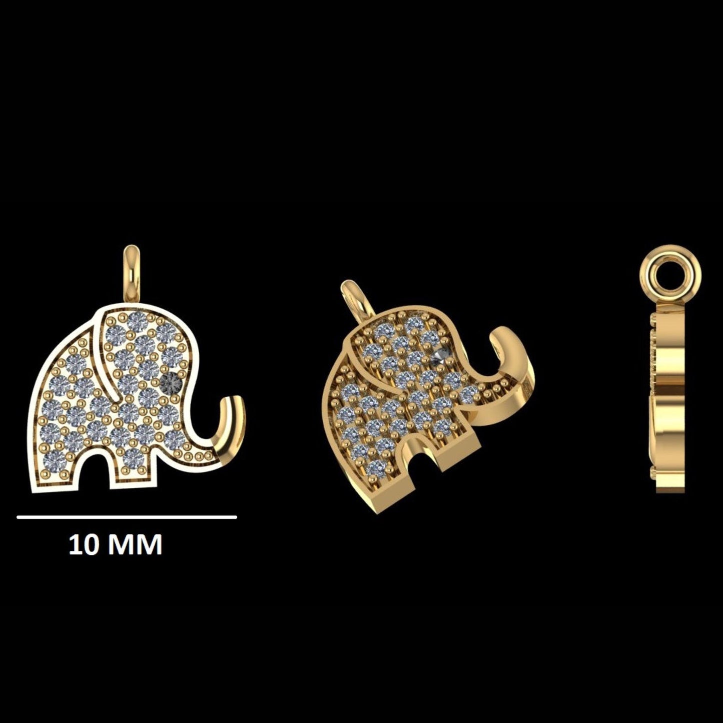 Diamond Elephant Charm Pendant