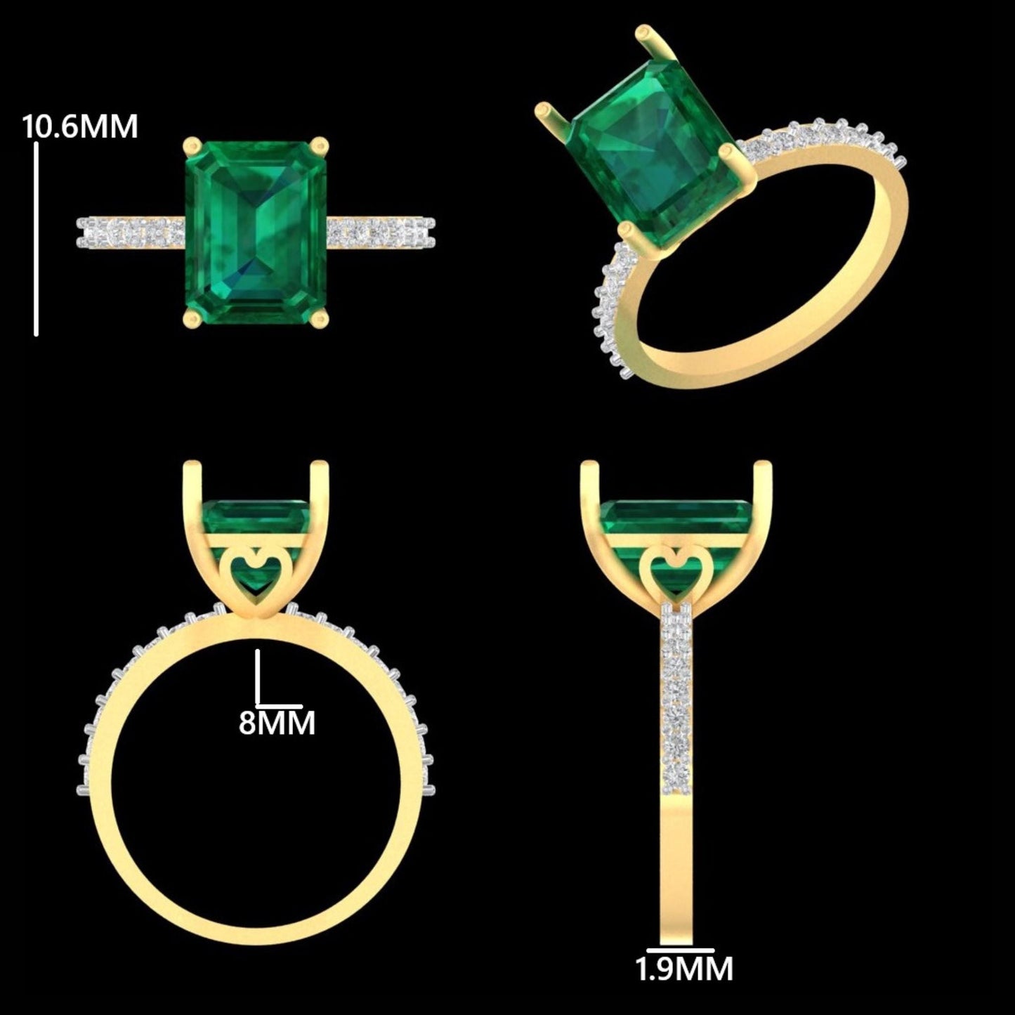 Emerald Cut Green Diamond Ring