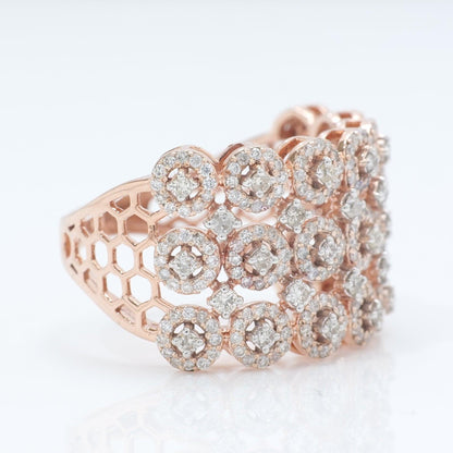 Three Row Wide Diamond Band Ring