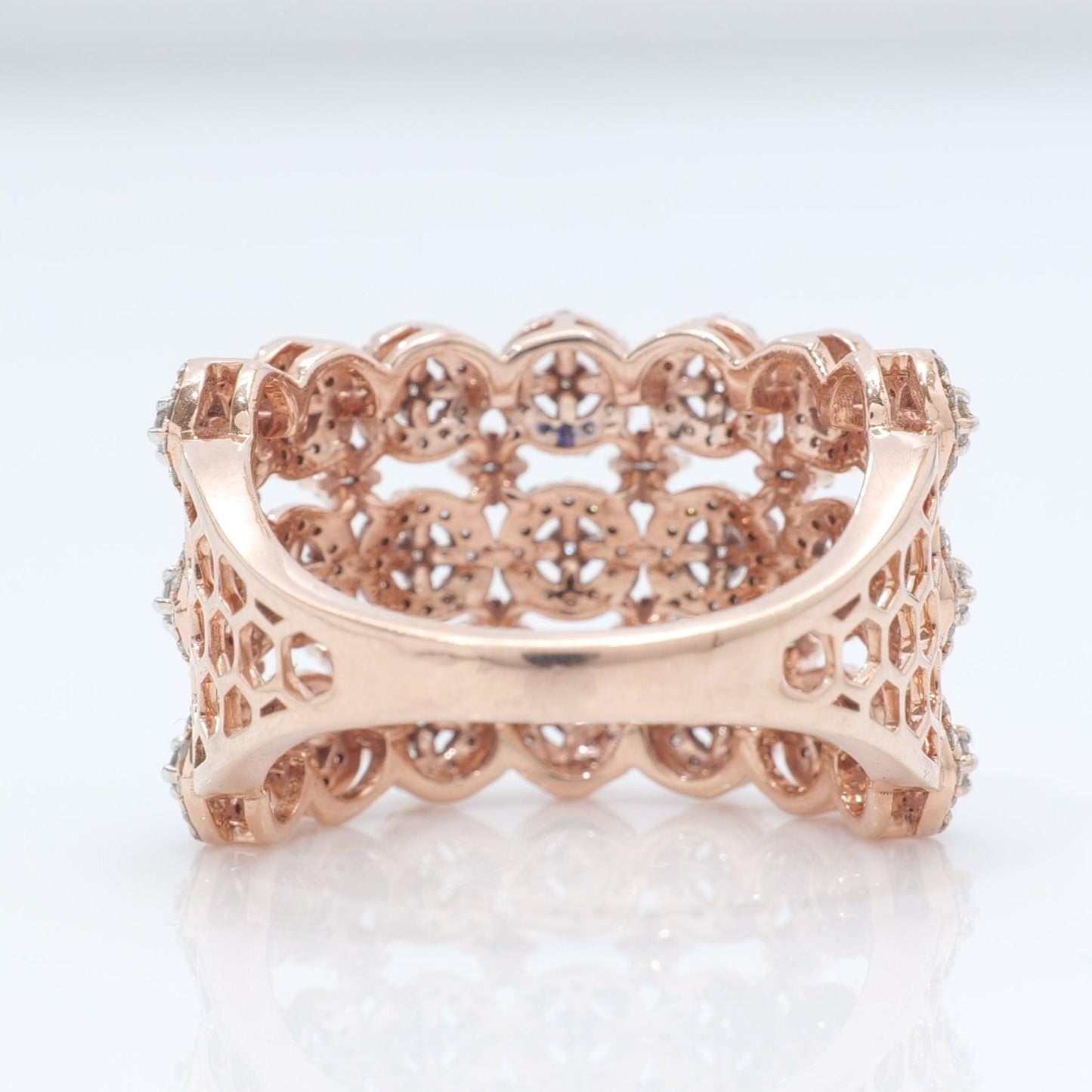 Three Row Wide Diamond Band Ring
