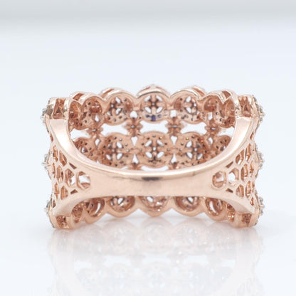 Three Row Wide Diamond Band Ring