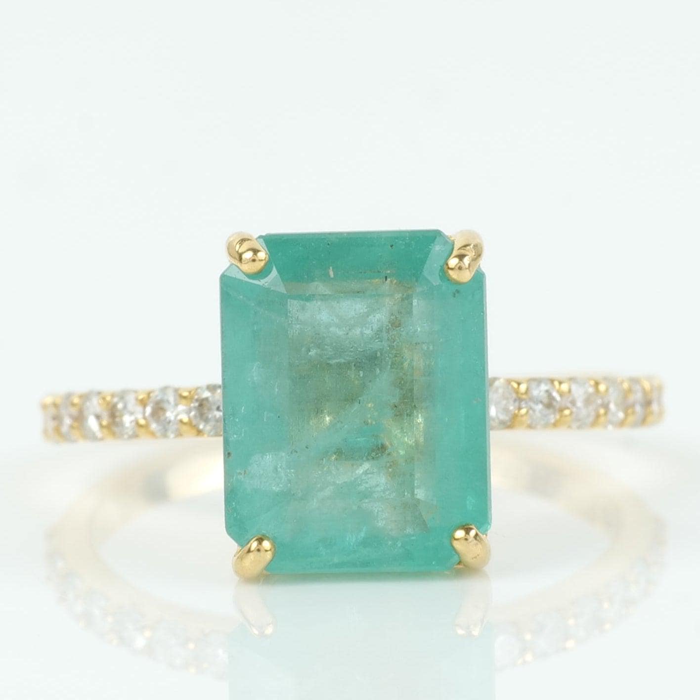Emerald Cut Green Diamond Ring