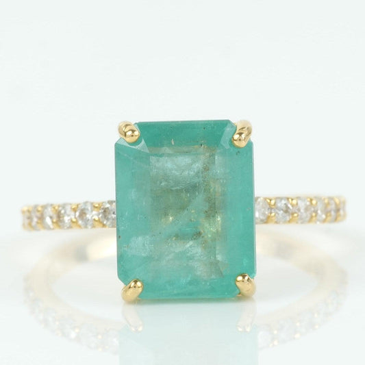 Emerald Cut Green Diamond Ring