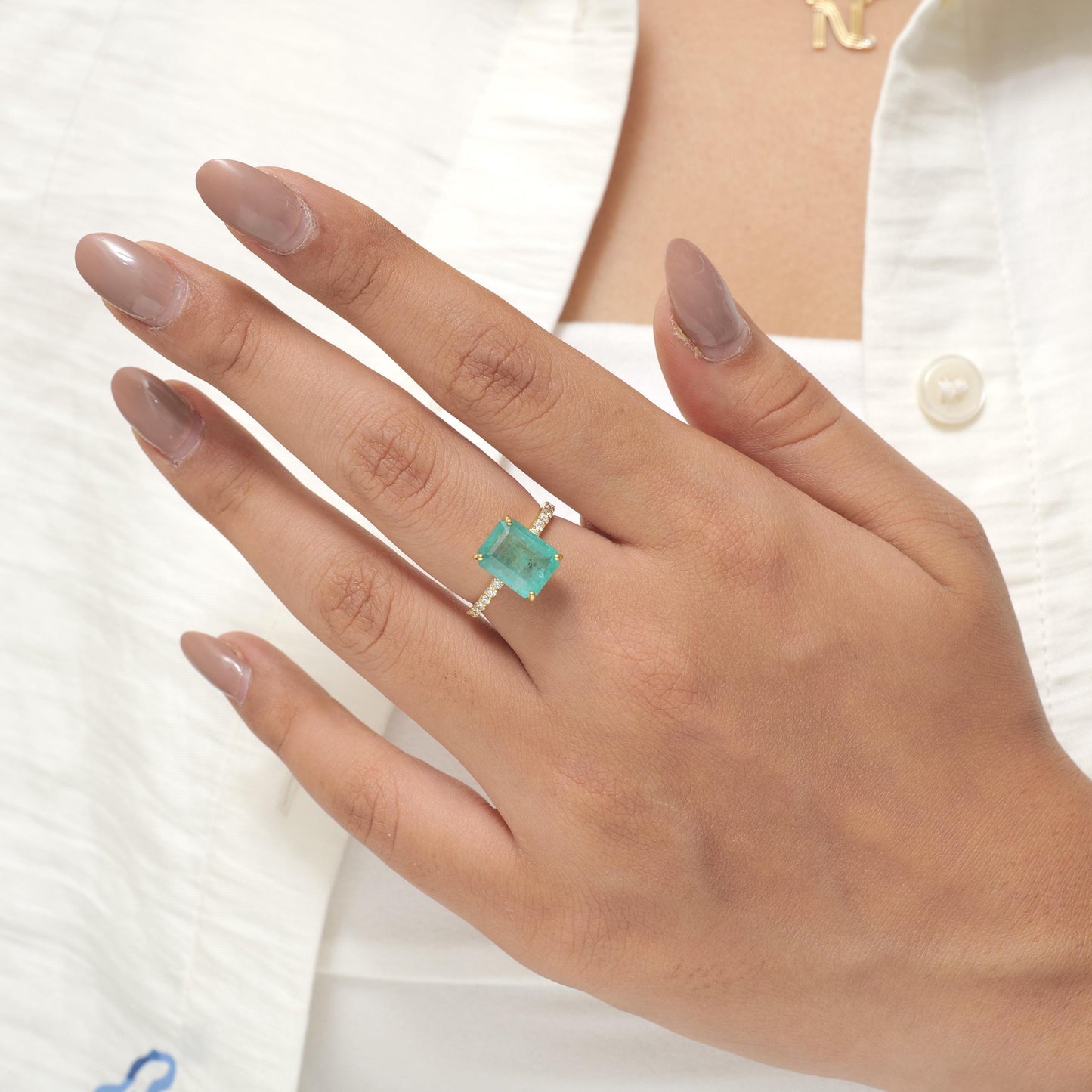 Emerald Cut Green Diamond Ring