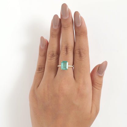 Emerald Cut Green Diamond Ring