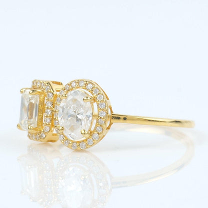 Twin Solitaire Halo Diamond Ring