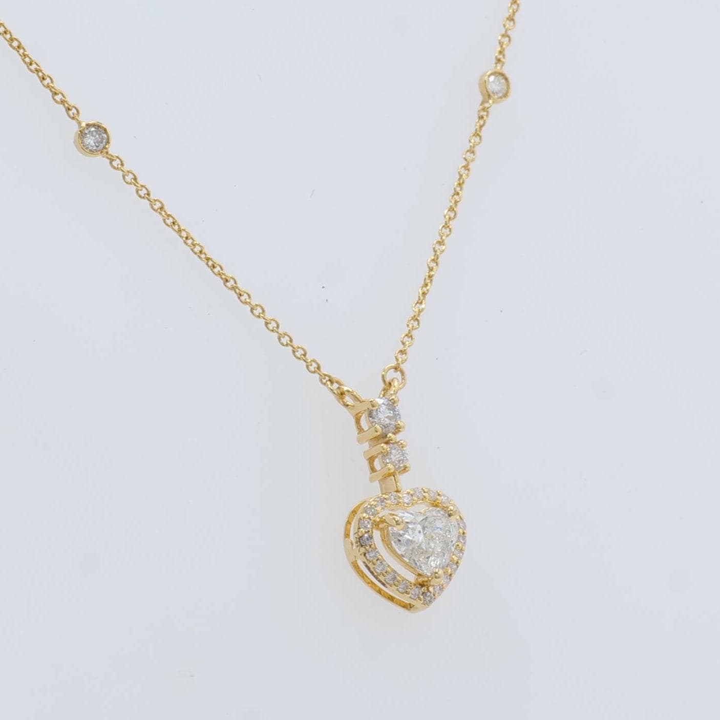 Heart Halo Diamond Pendant Necklace