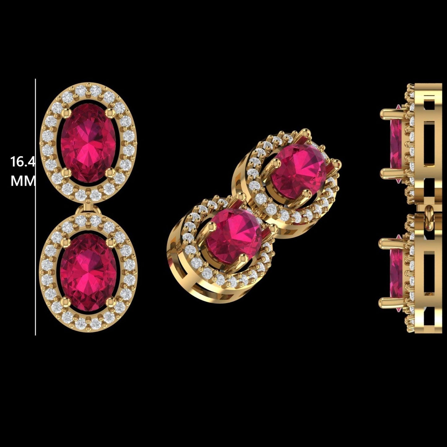 Oval Natural Pink Sapphire Halo Diamond Necklace