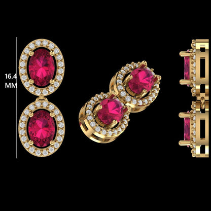 Oval Natural Pink Sapphire Halo Diamond Necklace