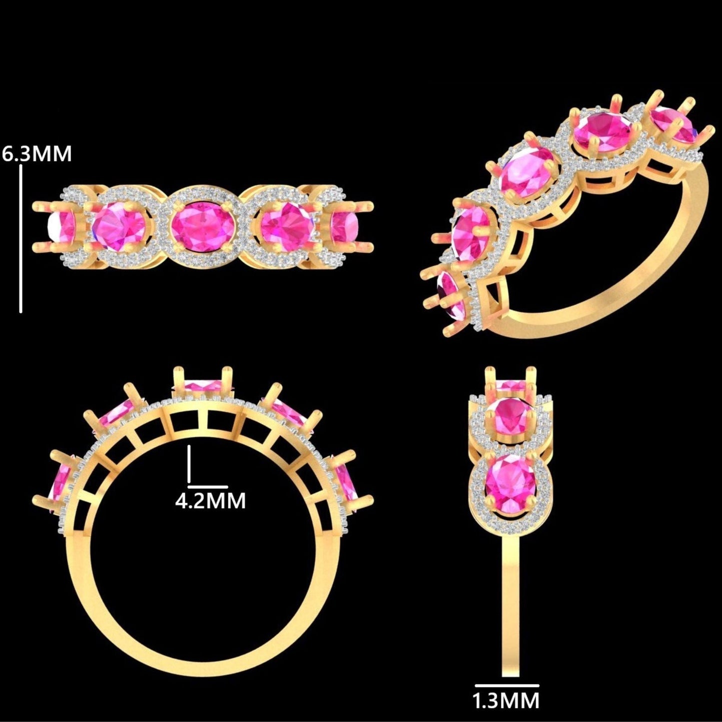 Oval Ruby Diamond Eternity Band Ring