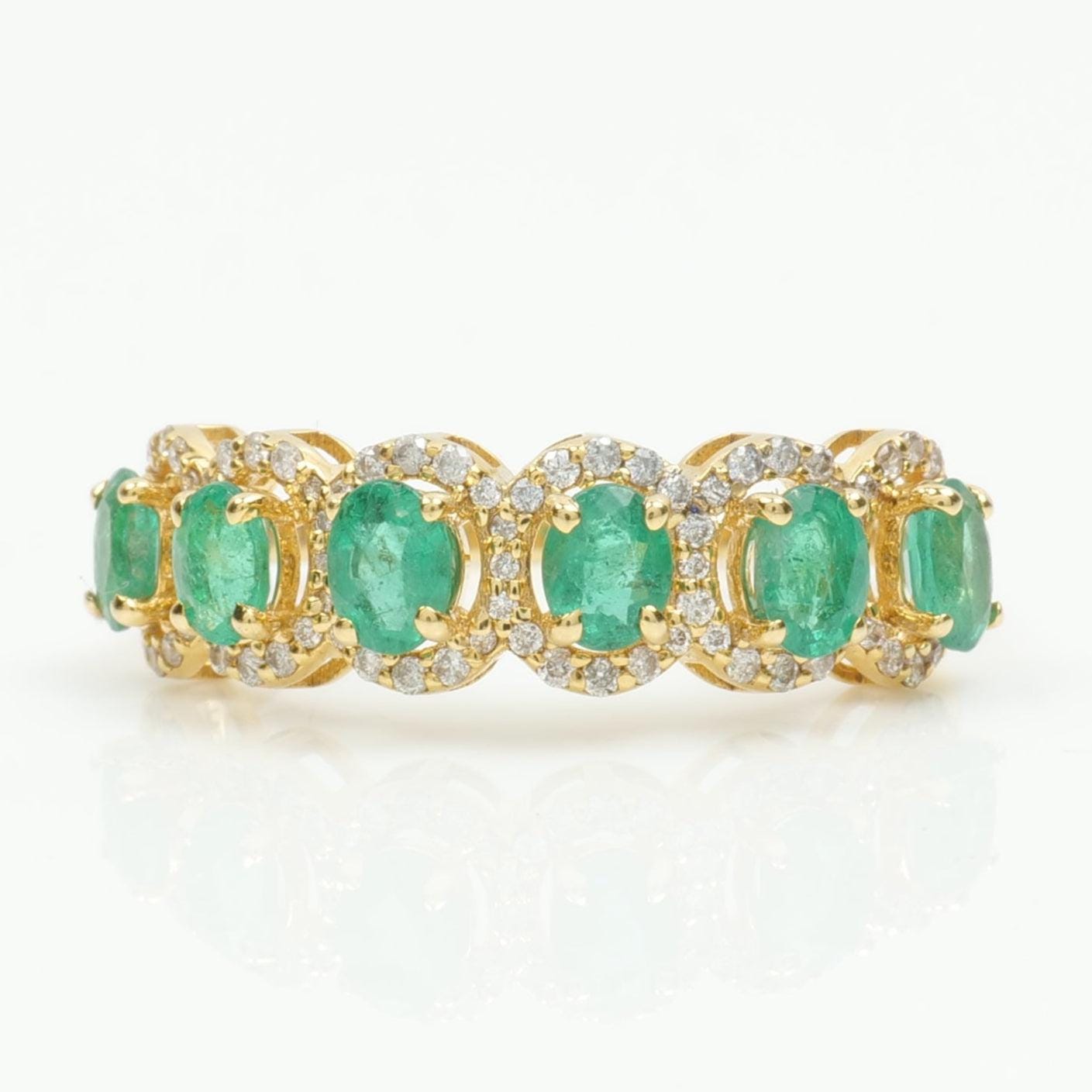 Oval Emerald Diamond Eternity Band Ring