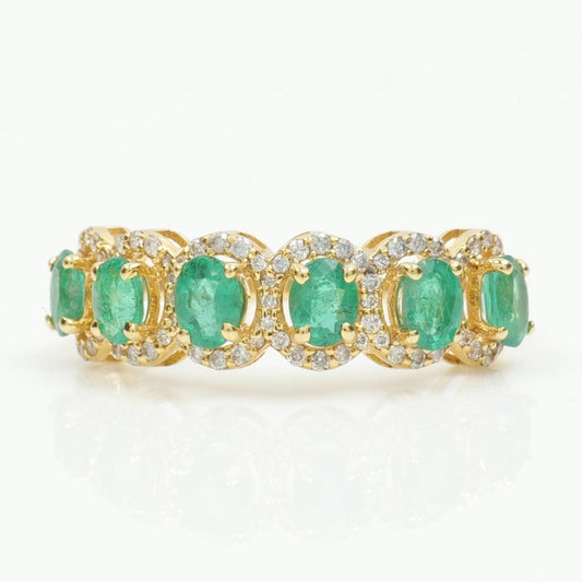 Oval Emerald Diamond Eternity Band Ring
