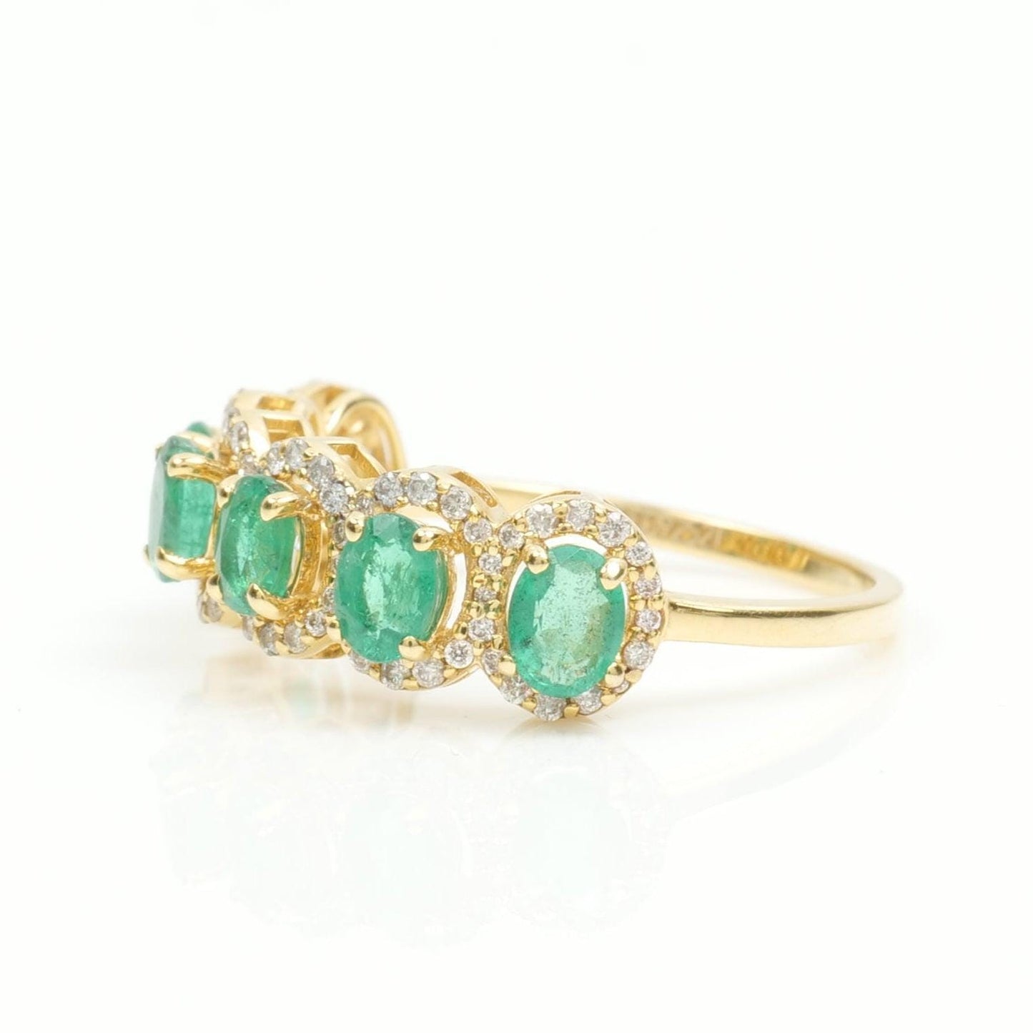 Oval Emerald Diamond Eternity Band Ring