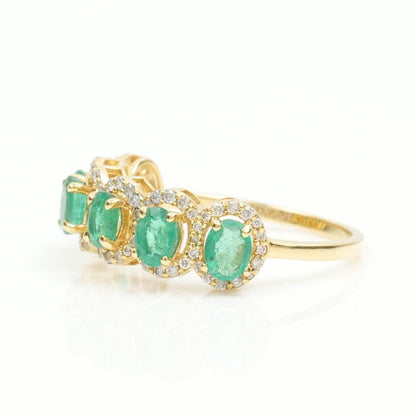 Oval Emerald Diamond Eternity Band Ring