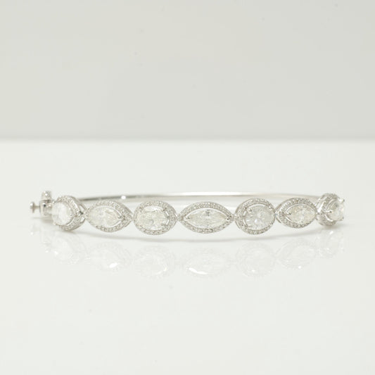 Solitaire Tennis Natural Diamond Cuff Bracelet
