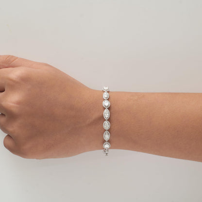 Solitaire Tennis Natural Diamond Cuff Bracelet