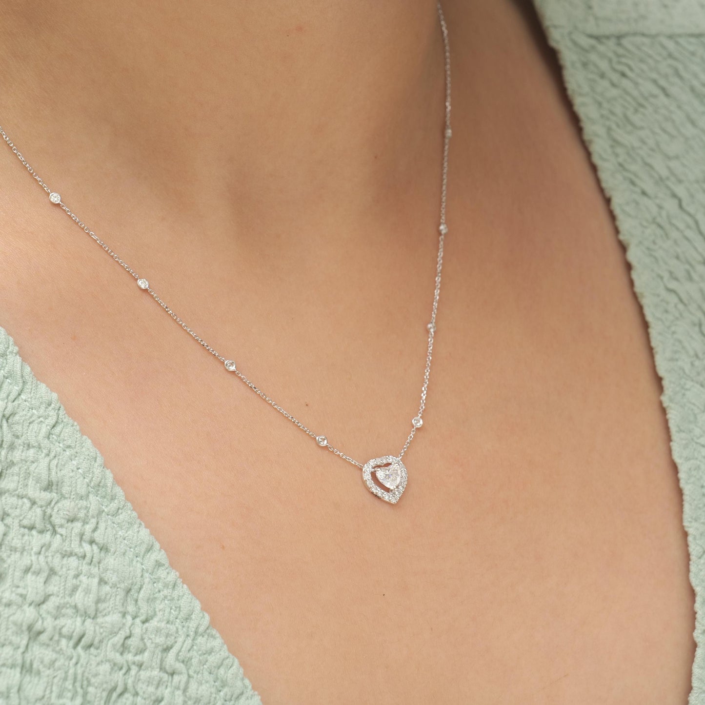 Heart Halo Diamond Necklace