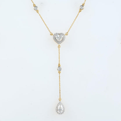 Heart Pear Diamond Drop Lariat Necklace