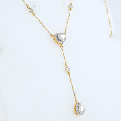 Heart Pear Diamond Drop Lariat Necklace