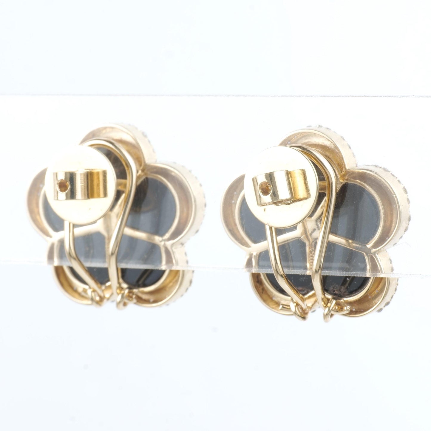Onyx Flower Diamond Stud Earrings