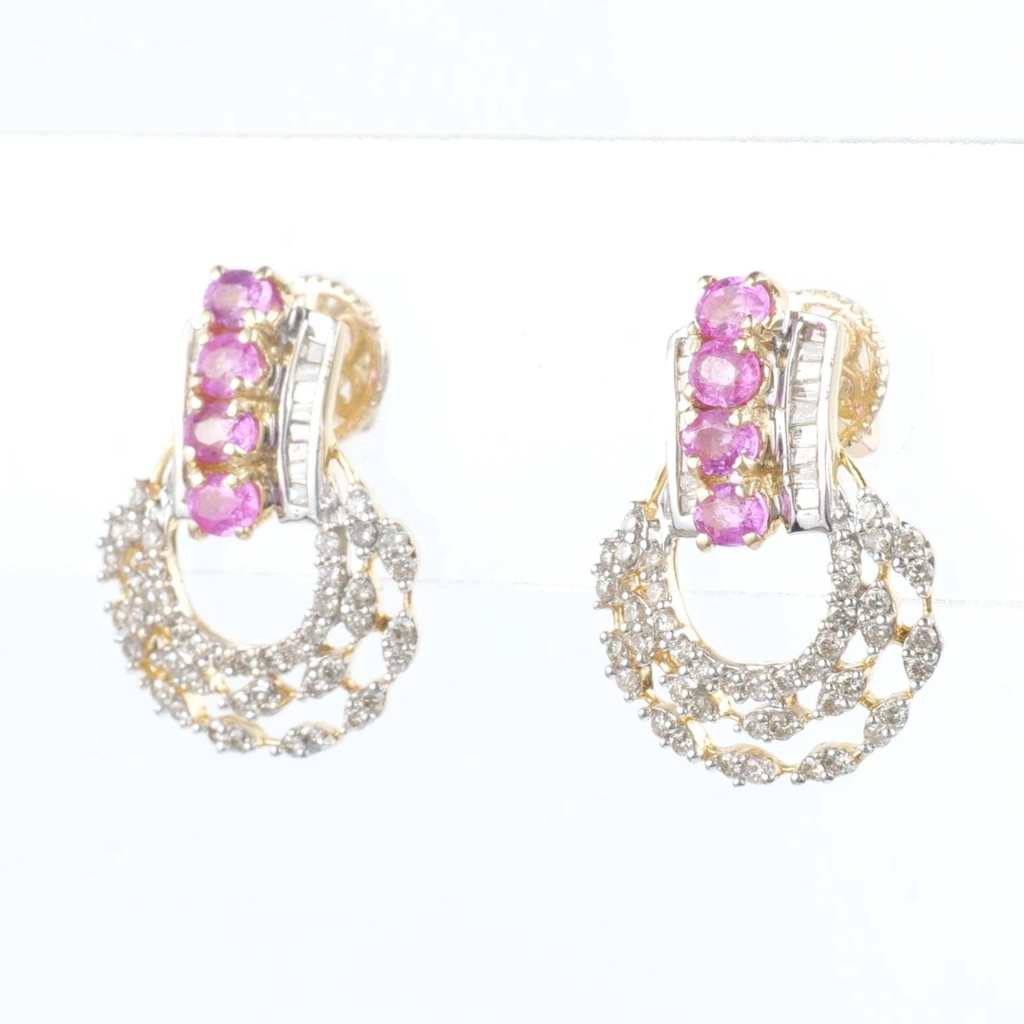 Pink Sapphire Diamond Studs Earrings
