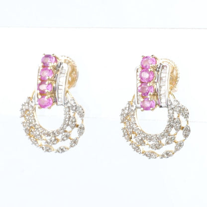 Pink Sapphire Diamond Studs Earrings
