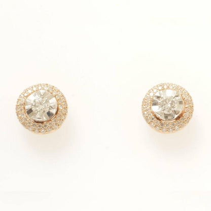 Solitaire Halo Natural Diamond Stud Earring