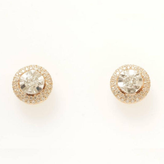 Solitaire Halo Natural Diamond Stud Earring