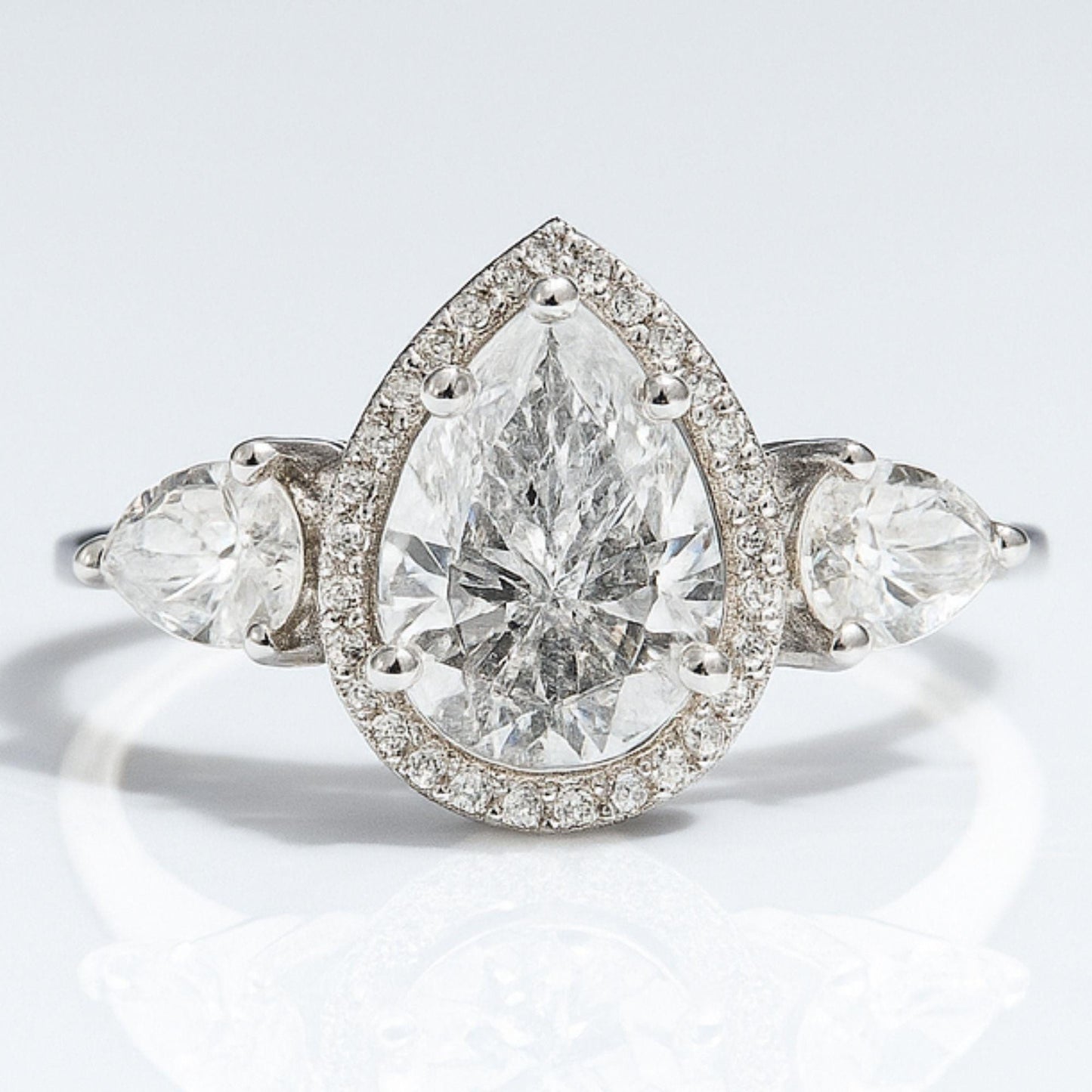 Pear Solitaire Halo Diamond Ring