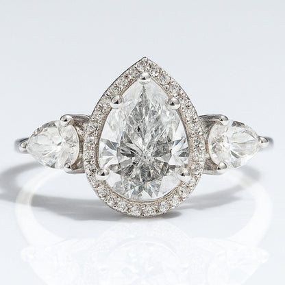 Pear Solitaire Halo Diamond Ring