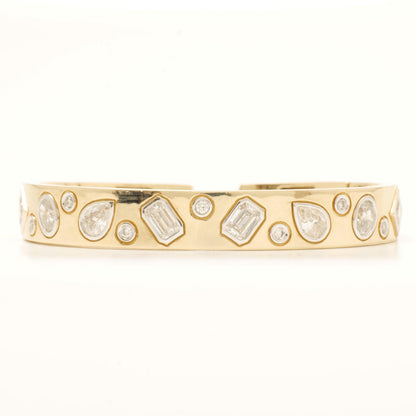 Geometric Natural Diamond Open Cuff Bracelet