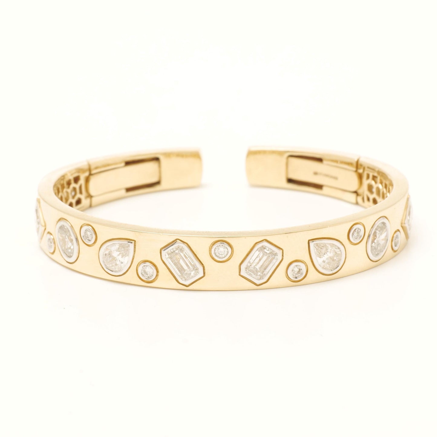 Geometric Natural Diamond Open Cuff Bracelet