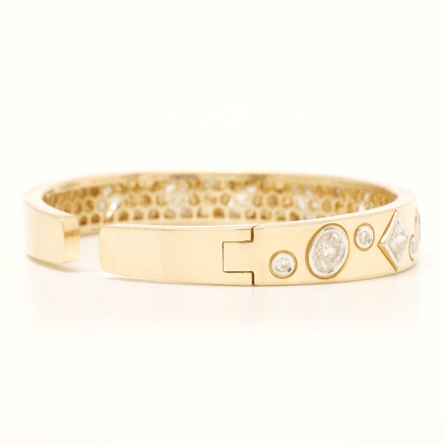 Geometric Natural Diamond Open Cuff Bracelet