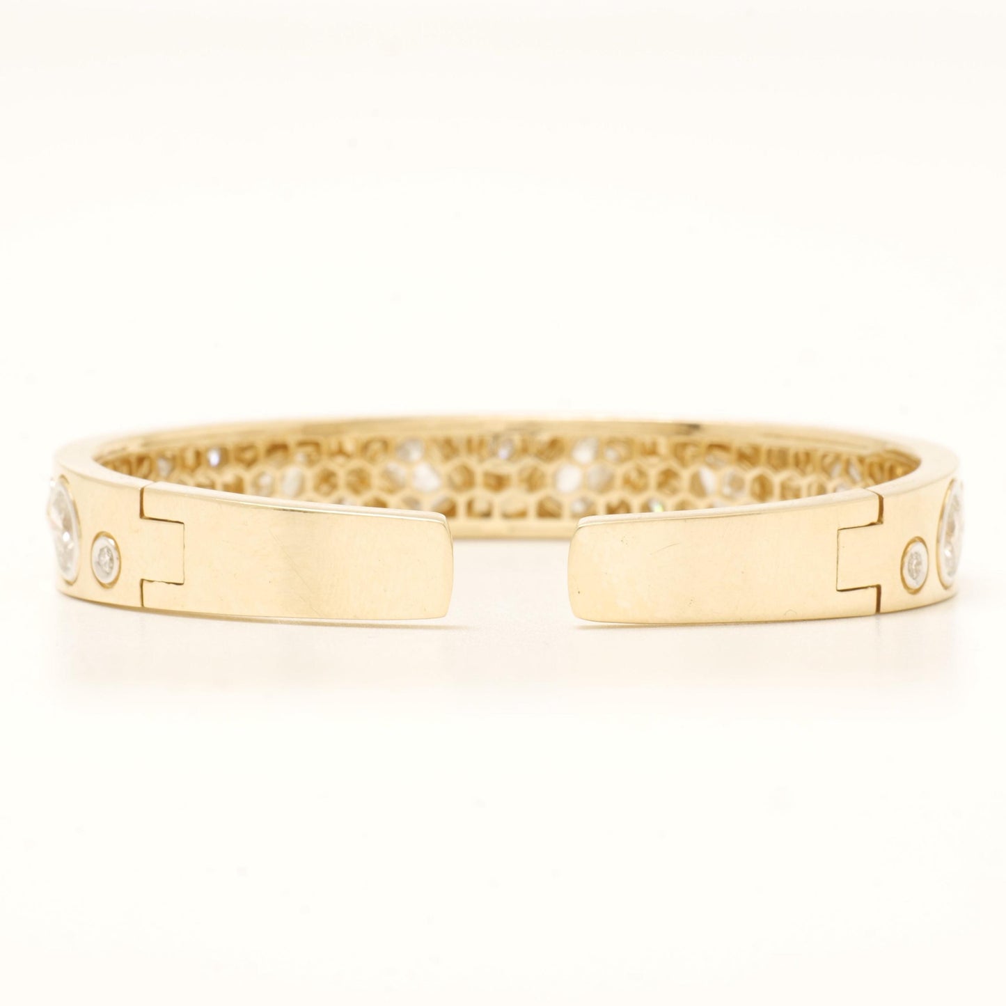 Geometric Natural Diamond Open Cuff Bracelet