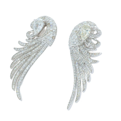 Diamond Peacock Feather Earrings