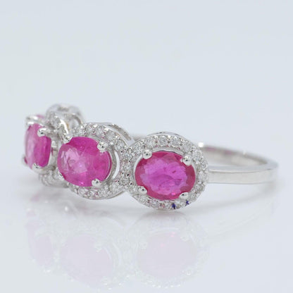Oval Ruby Diamond Eternity Band Ring
