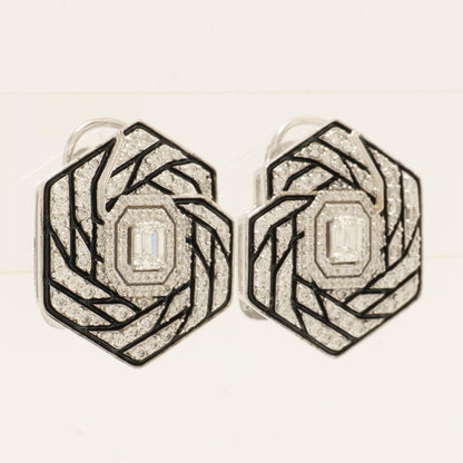 Hexagon Diamond Stud Earrings