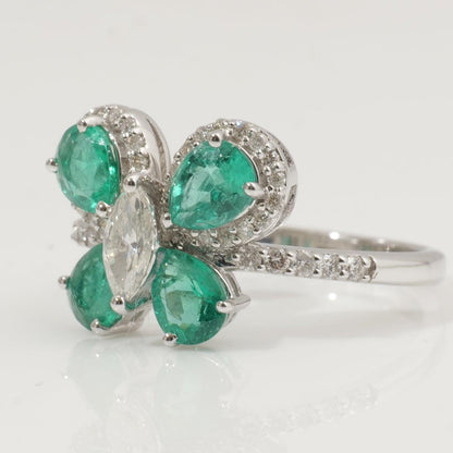 Butterfly Emerald Diamond Ring