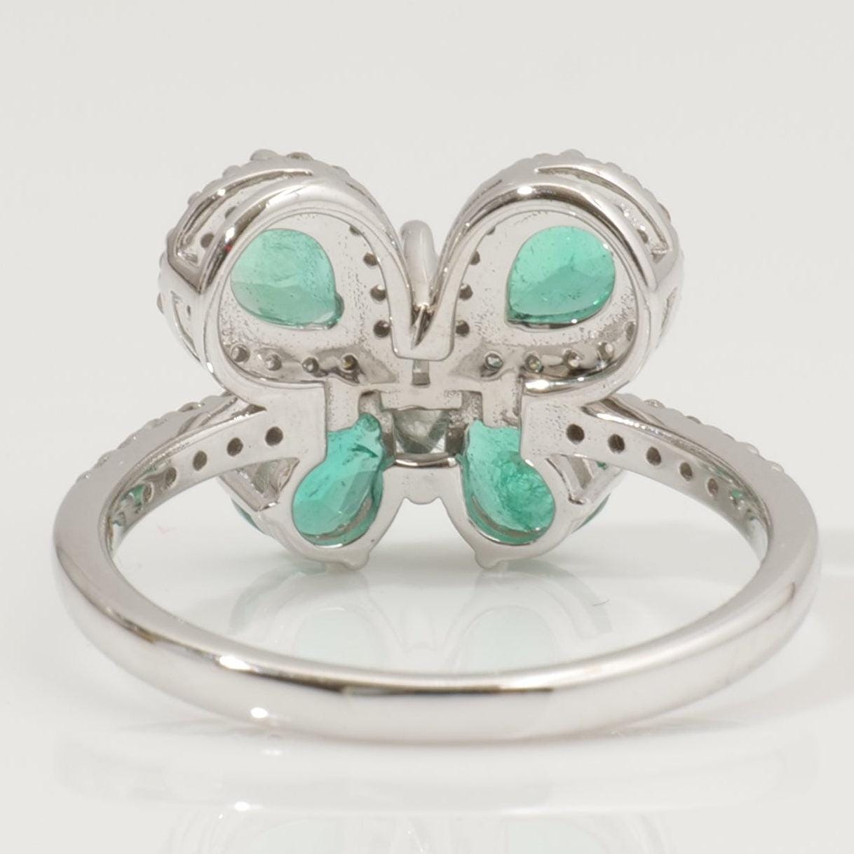 Butterfly Emerald Diamond Ring