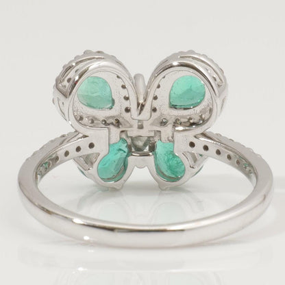 Butterfly Emerald Diamond Ring