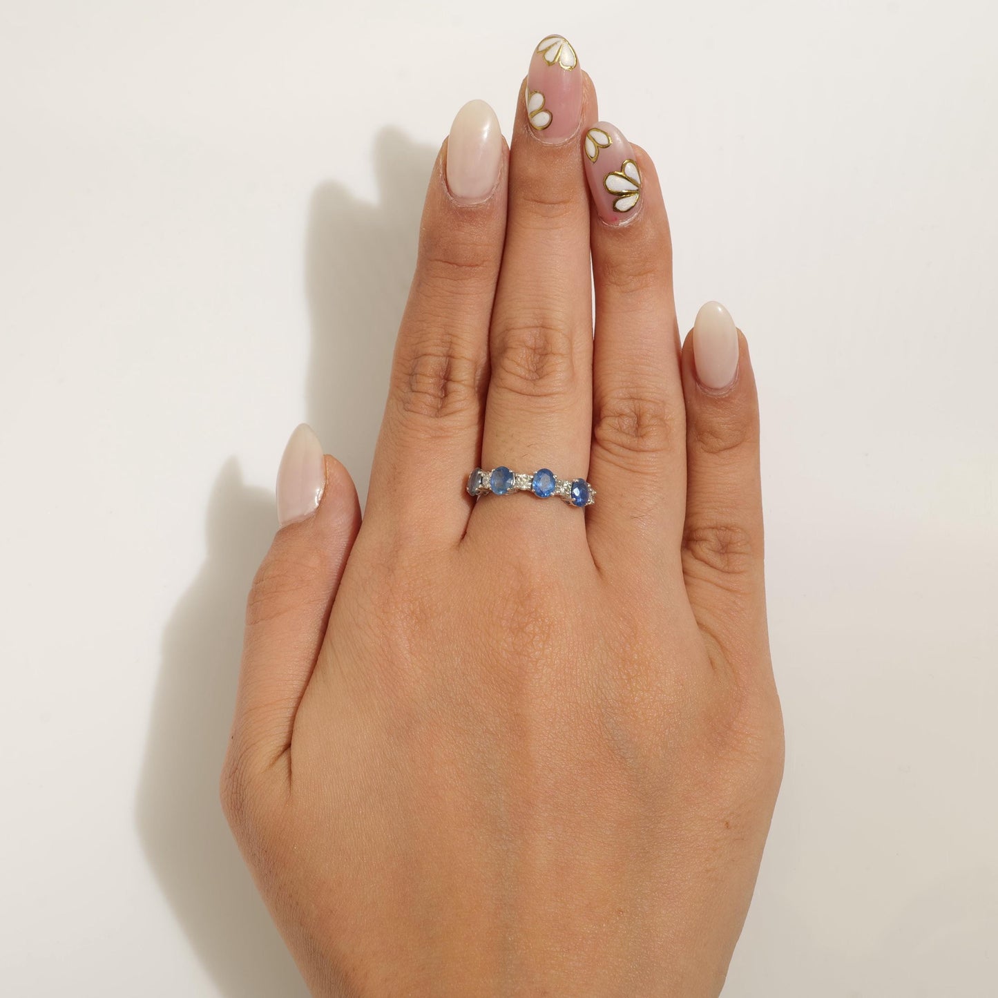 Blue Sapphire Natural Diamond Stacking Band Ring