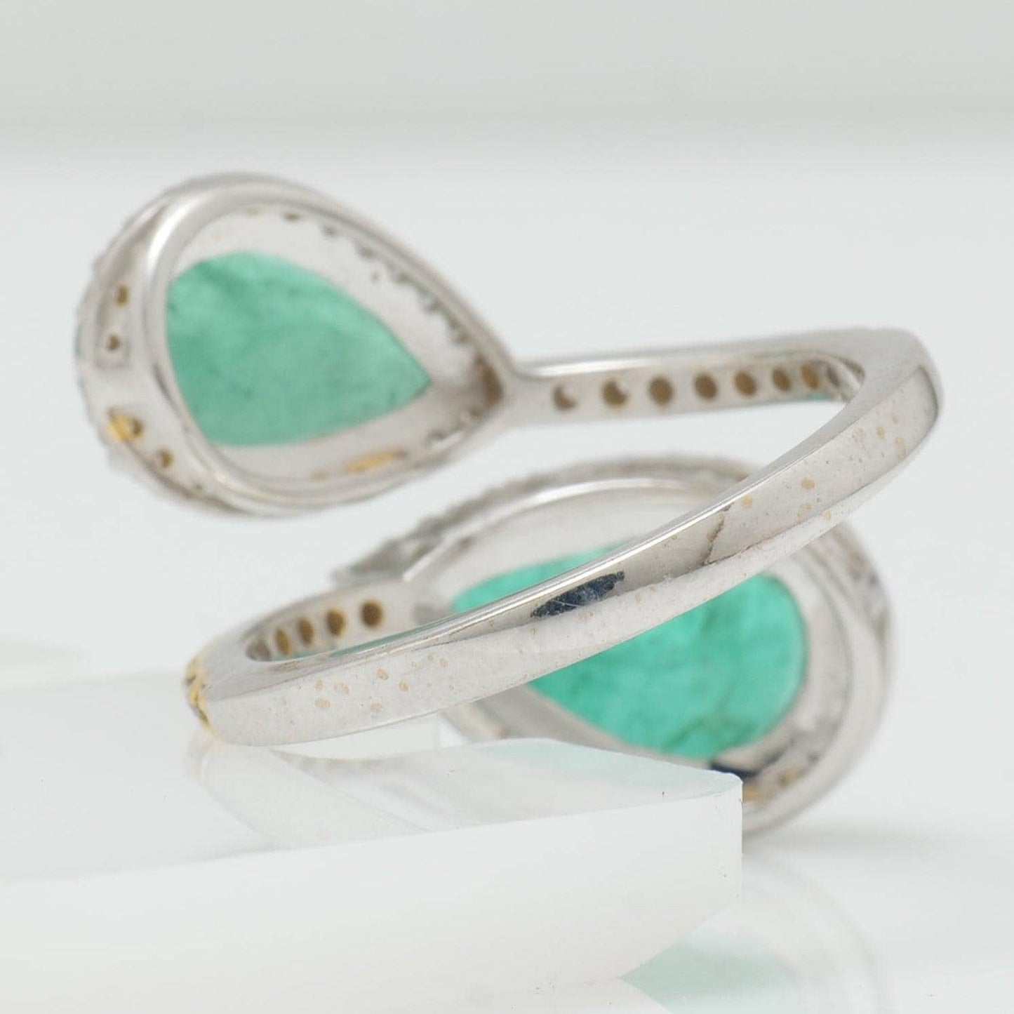 Emerald Halo Diamond Bypass Ring