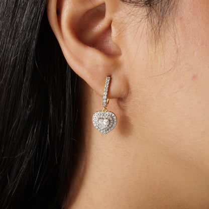 Heart Diamond Drop Earrings
