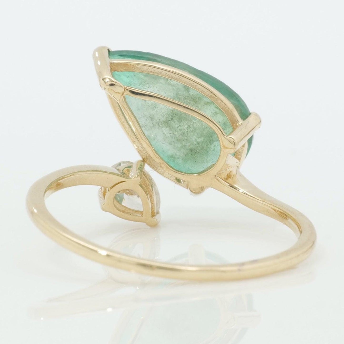Pear Emerald & Diamond Bypass Ring